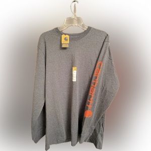 Carhartt Men's Grey and Orange T-shirt